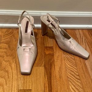 Giorgio Fabiano Leather Shiny Pink Slingback Heels